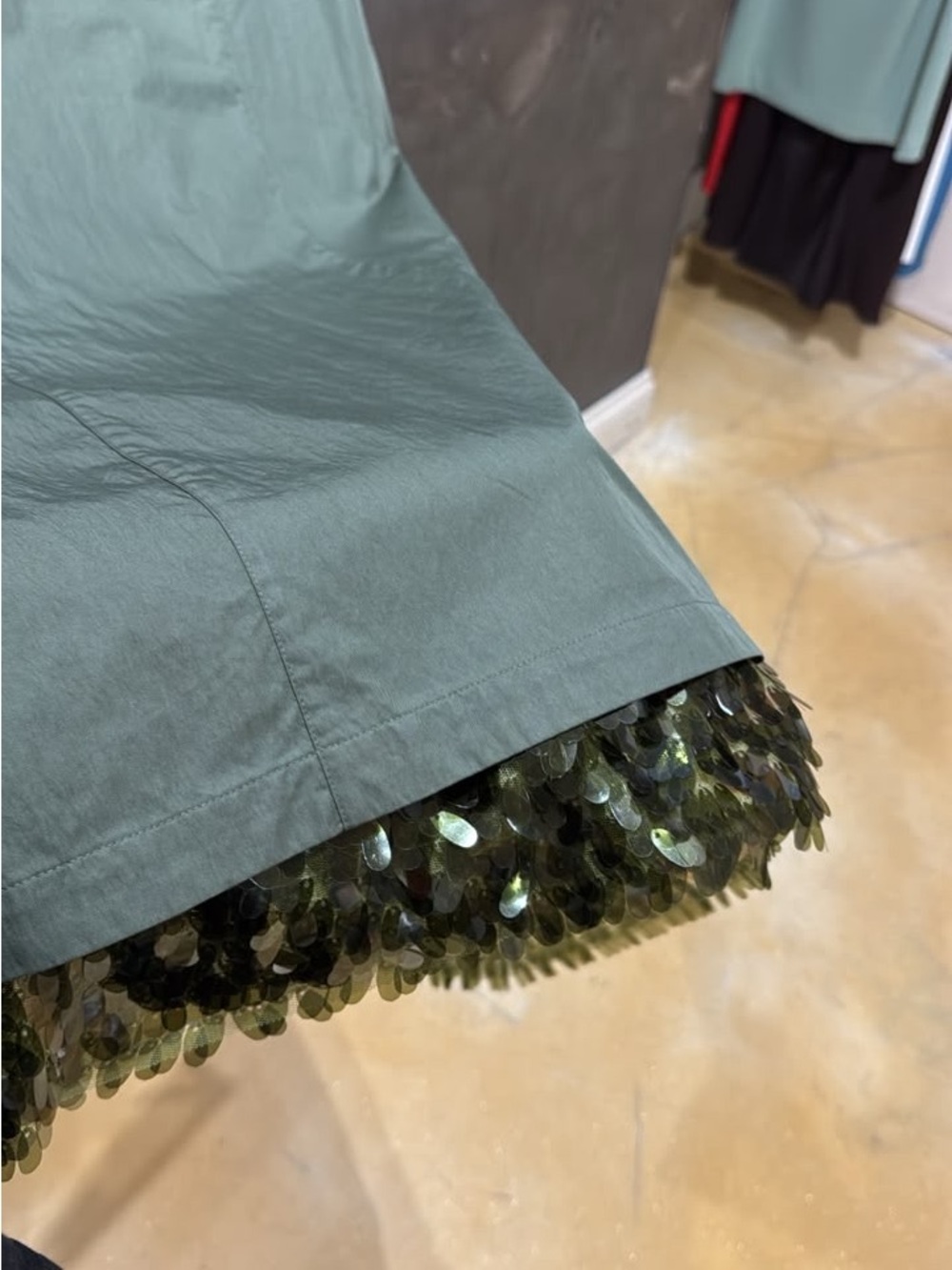Olive Green Fringe-Hem Maxi Skirt - Picture 7 of 8